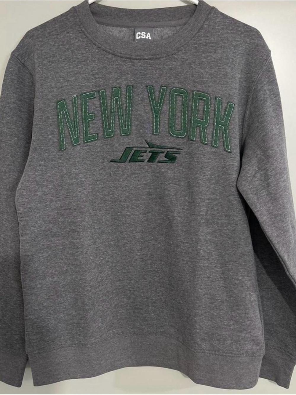 CSA Men's Gray New York Jets Crewneck Sweatshirt
